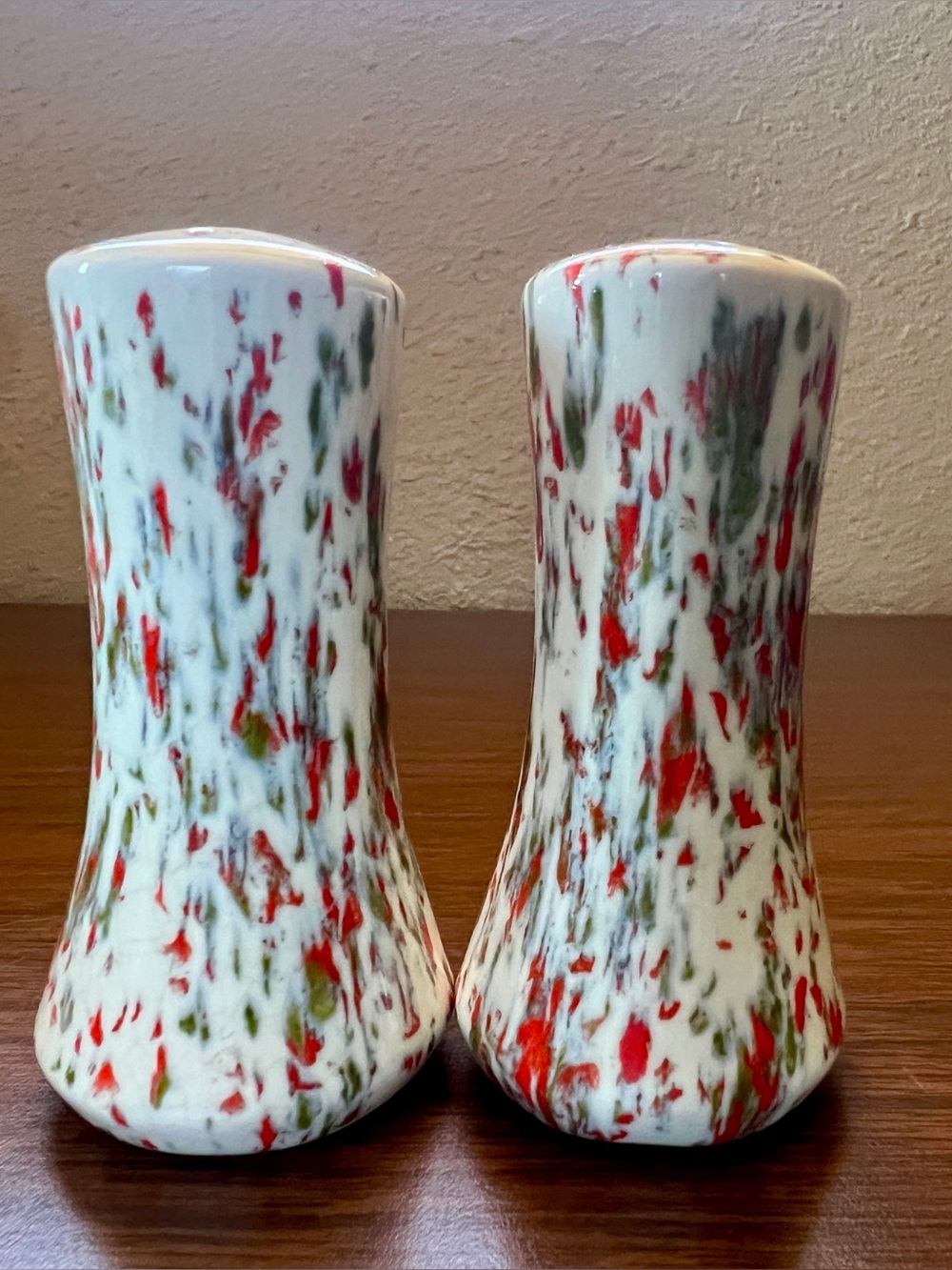 Vintage Ceramic Multicolor Speckled Salt and Pepper Shakers